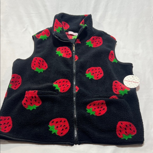 seventh & sunset Jackets & Blazers - Seventh and sunsets Sherpa strawberry vest size XL